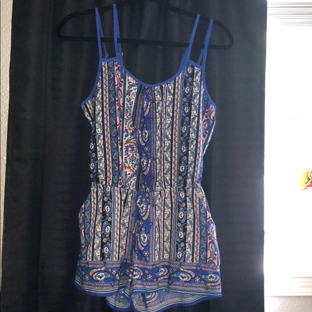 Blue paisley romper
